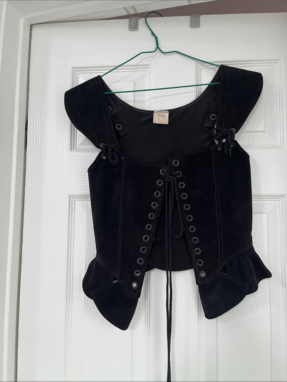 Black Lace-Up Suede Corset Top - Brand Unspecified